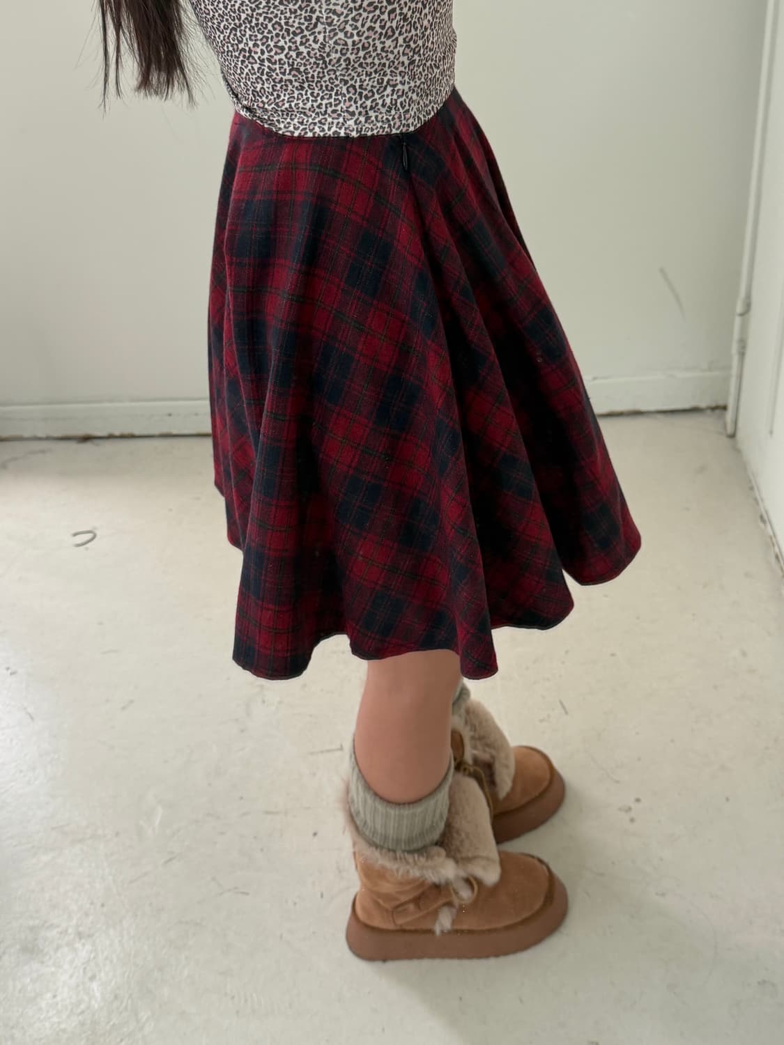 일본빈티지 타탄체크 플레어 스커트 상품이미지2