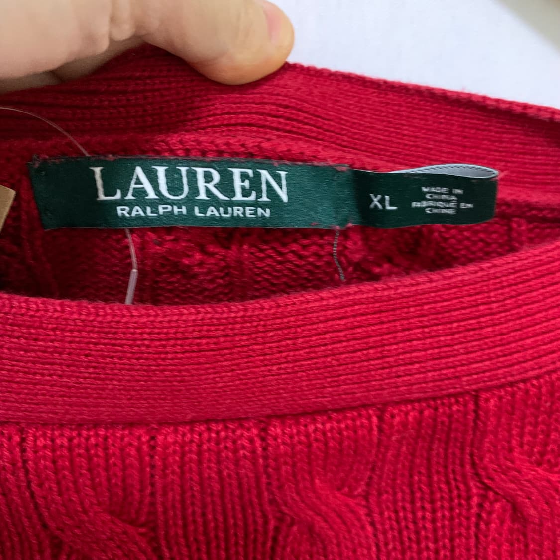 로렌 랄프로렌 케이블 버튼 니트 스웨터 레드 빈티지 XL 상품이미지4