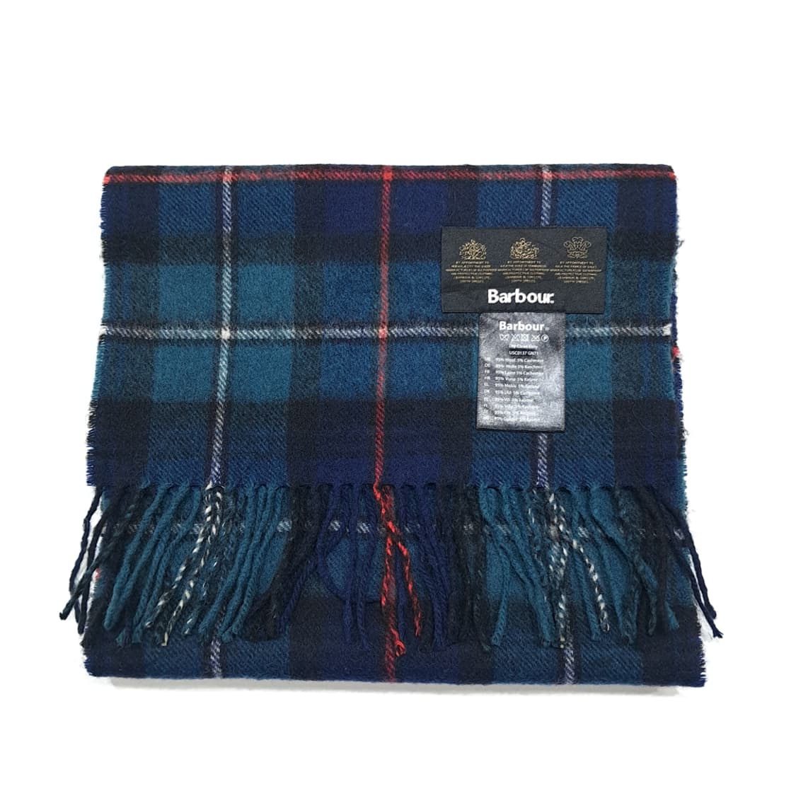 MX538 바버 00s 울캐시미어 타탄체크 네이비 머플러 목도리 상품이미지6