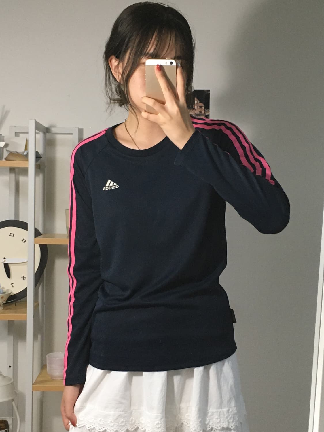 아디다스 네이비+네온핑크 슬리브 상품이미지3