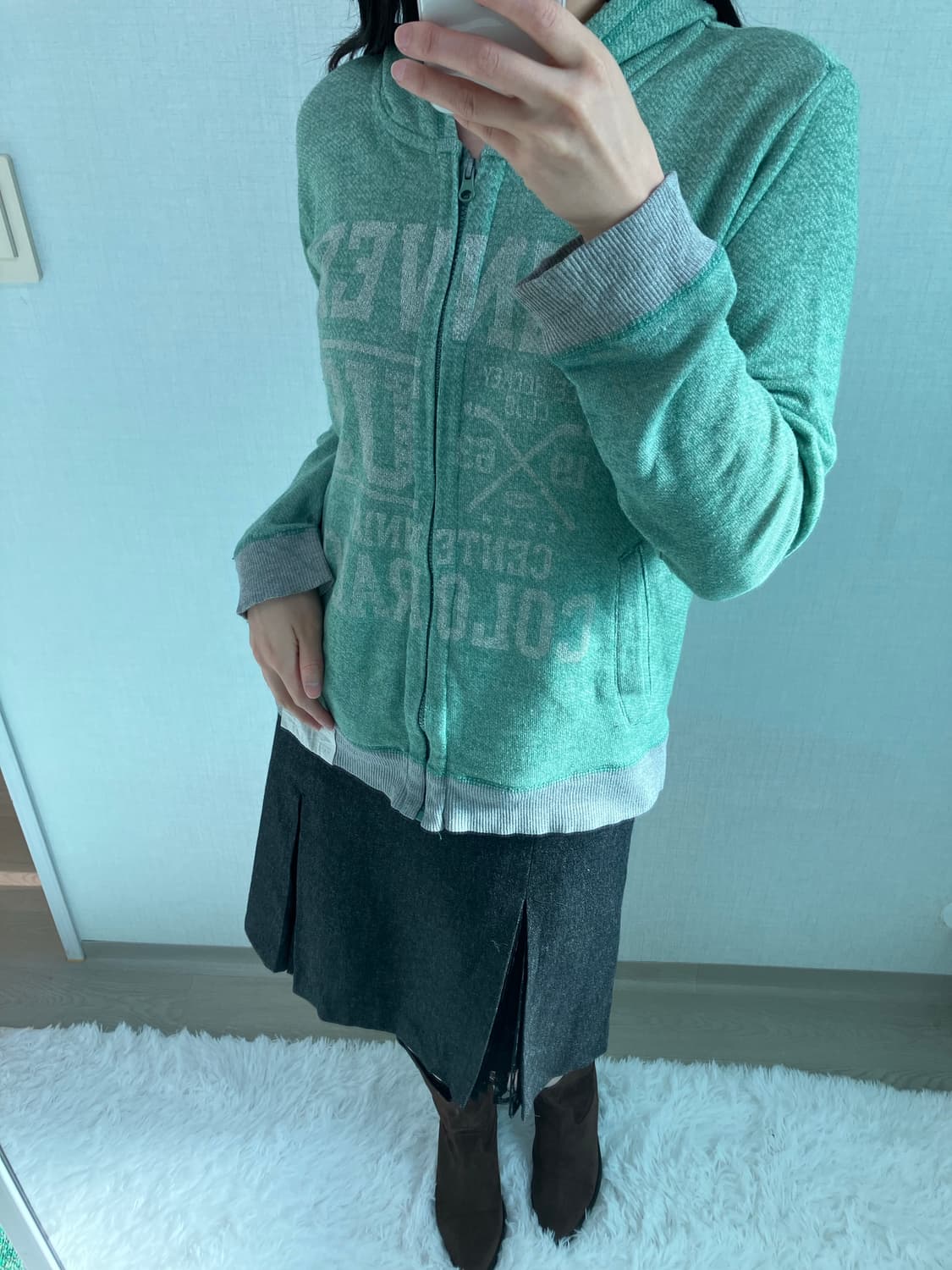 jpn vintage 민트 레터링 후드 지퍼 y2k 스트릿 갸루 펑키 상품이미지3