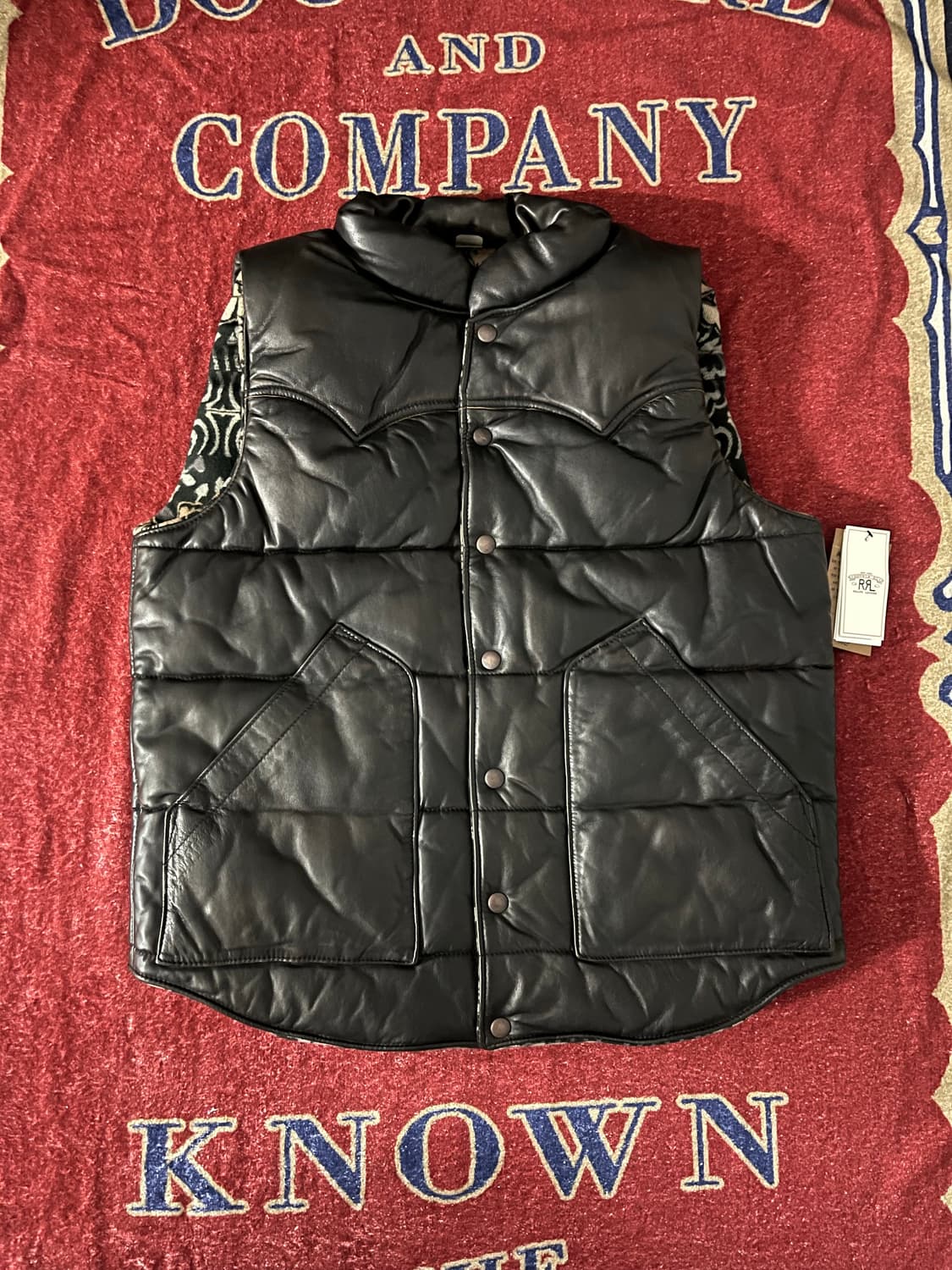 RRL 리버시블 레더 자카드 베스트 상품이미지1