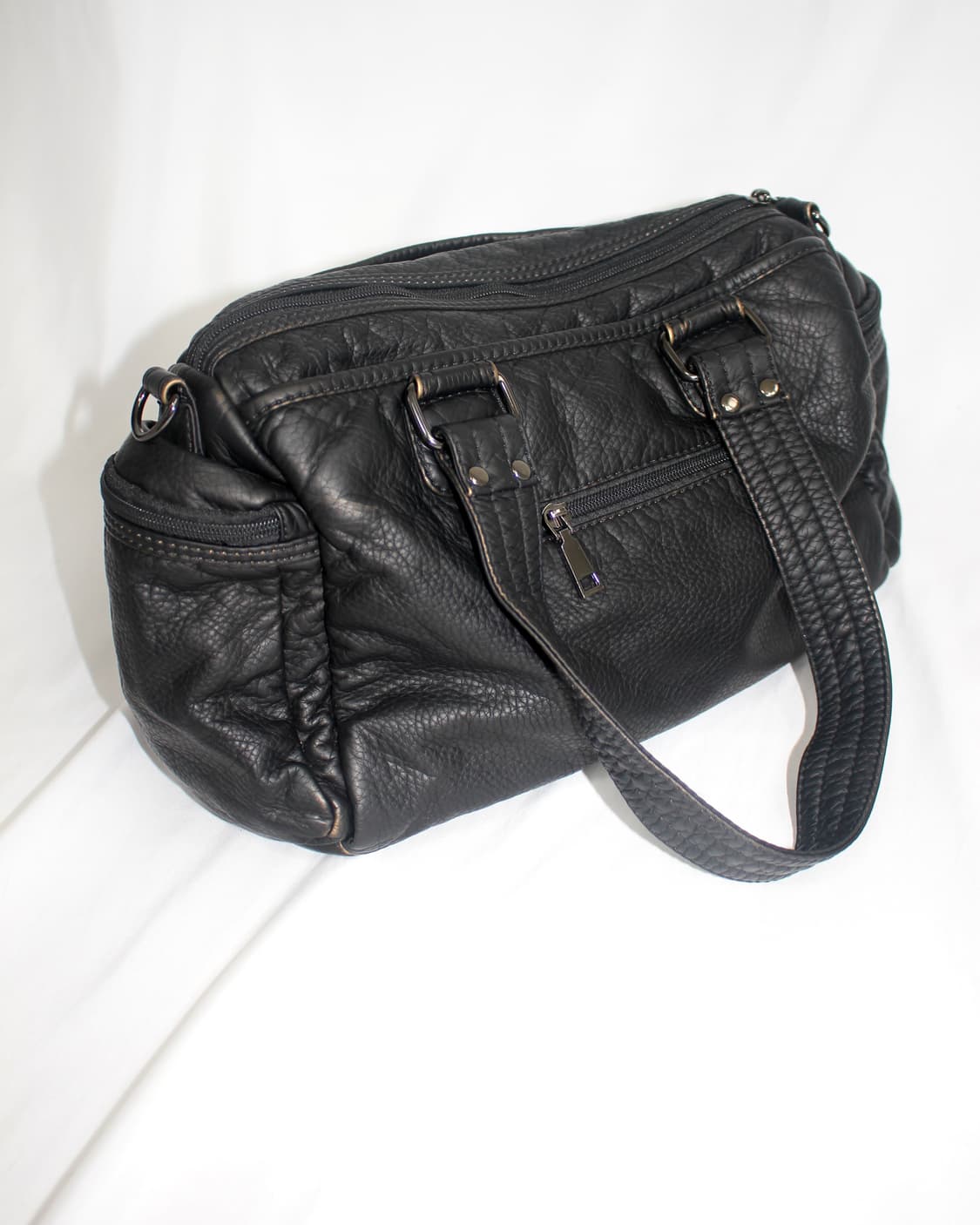 Gold washing leather skin-black bag 상품이미지4