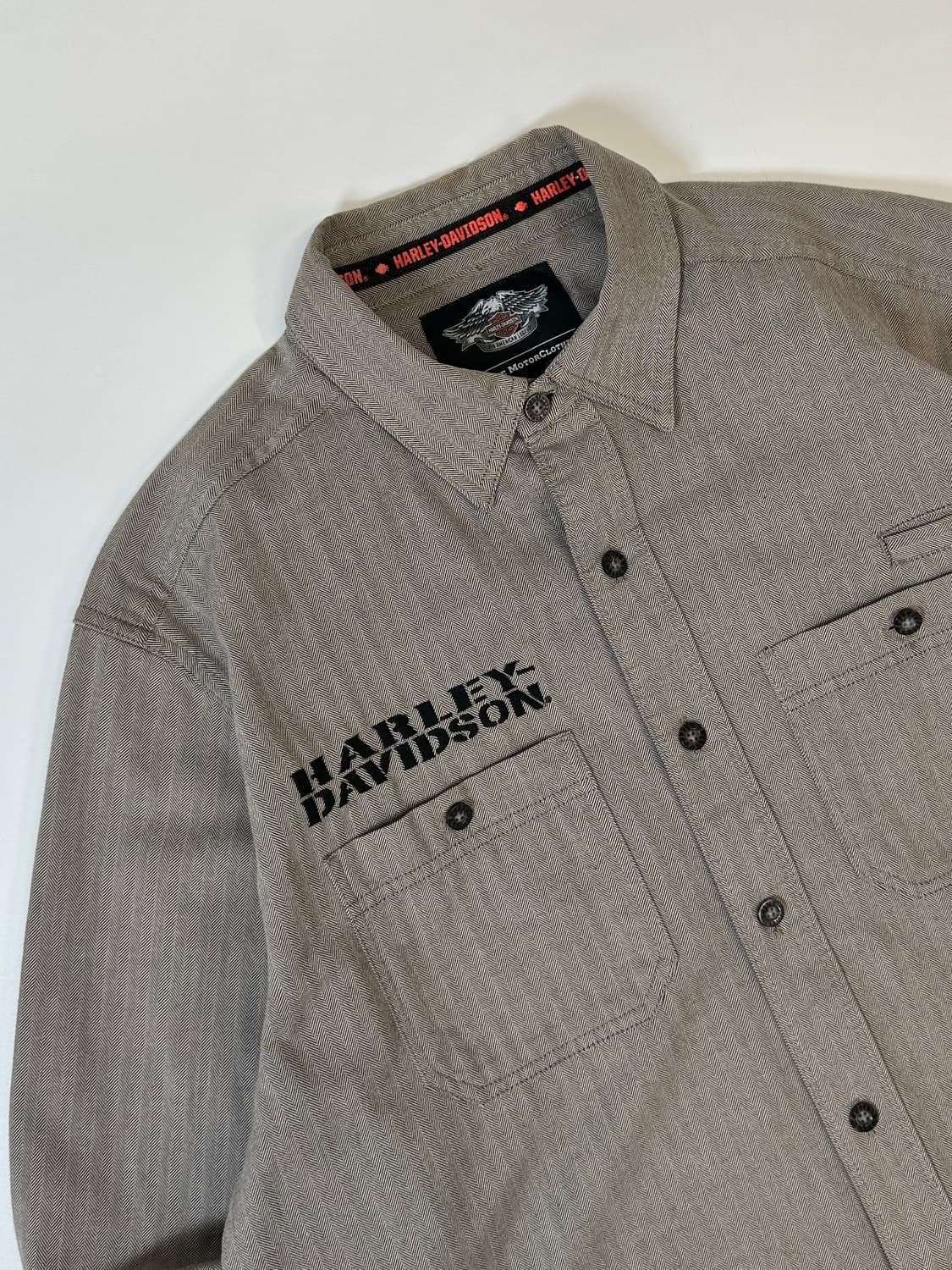 할리데이비슨 브라운 헤링본 셔츠  상품이미지1
