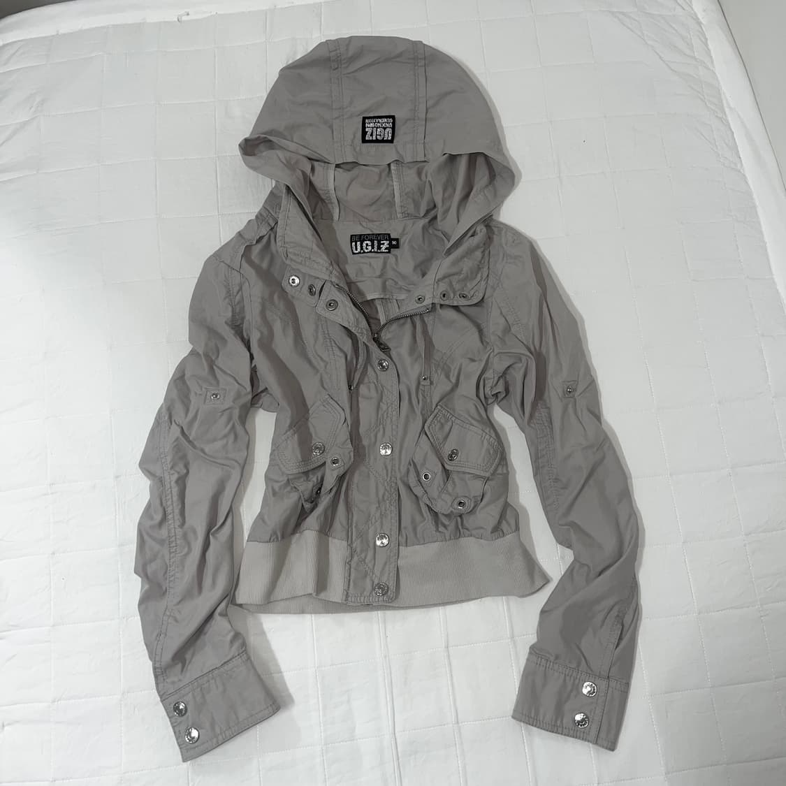 gray crop hood jacket 상품이미지1
