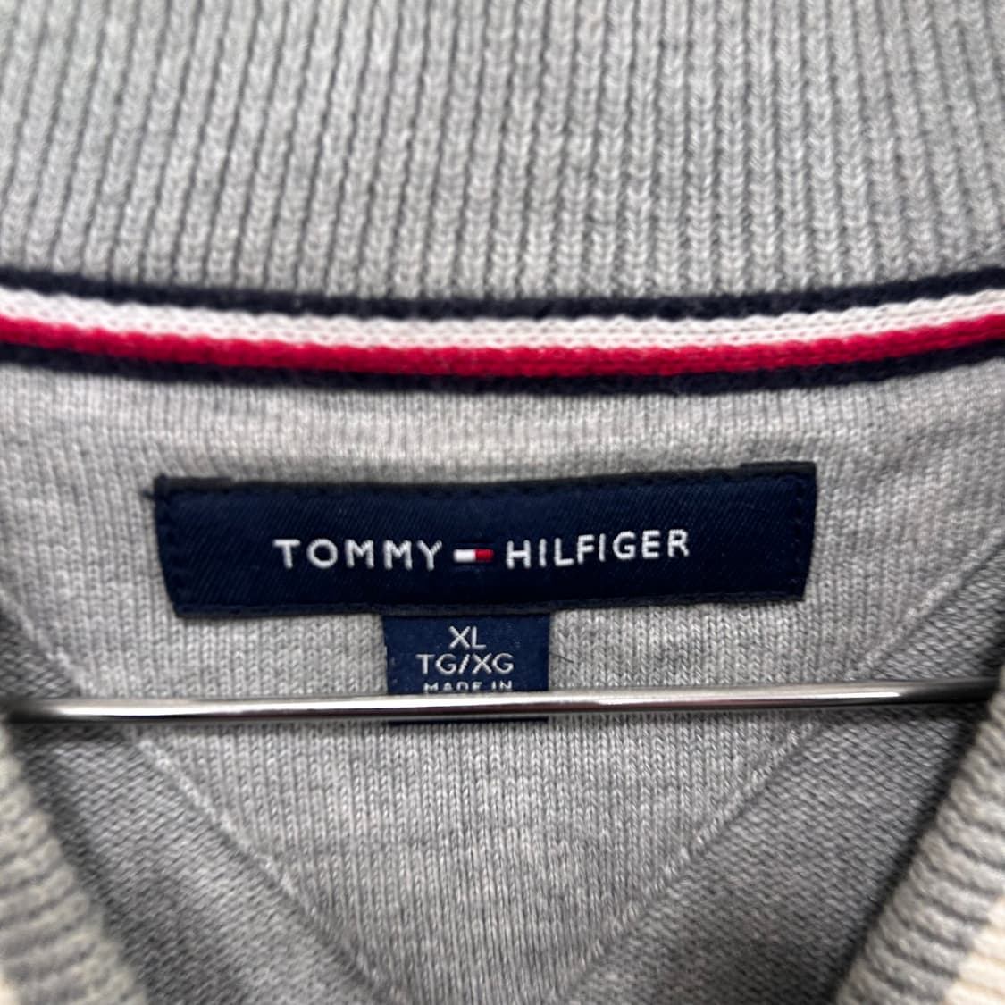 타미힐피거 배색 숄카라 오버핏 니트 집업 상품이미지3