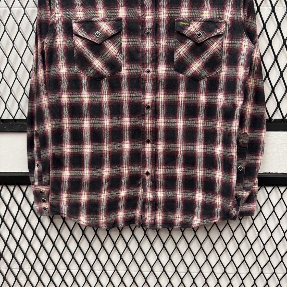 랭글러 웨스턴 셔츠 체크 패턴 다이아몬드 버튼 포인트 레드 블랙 상품이미지4