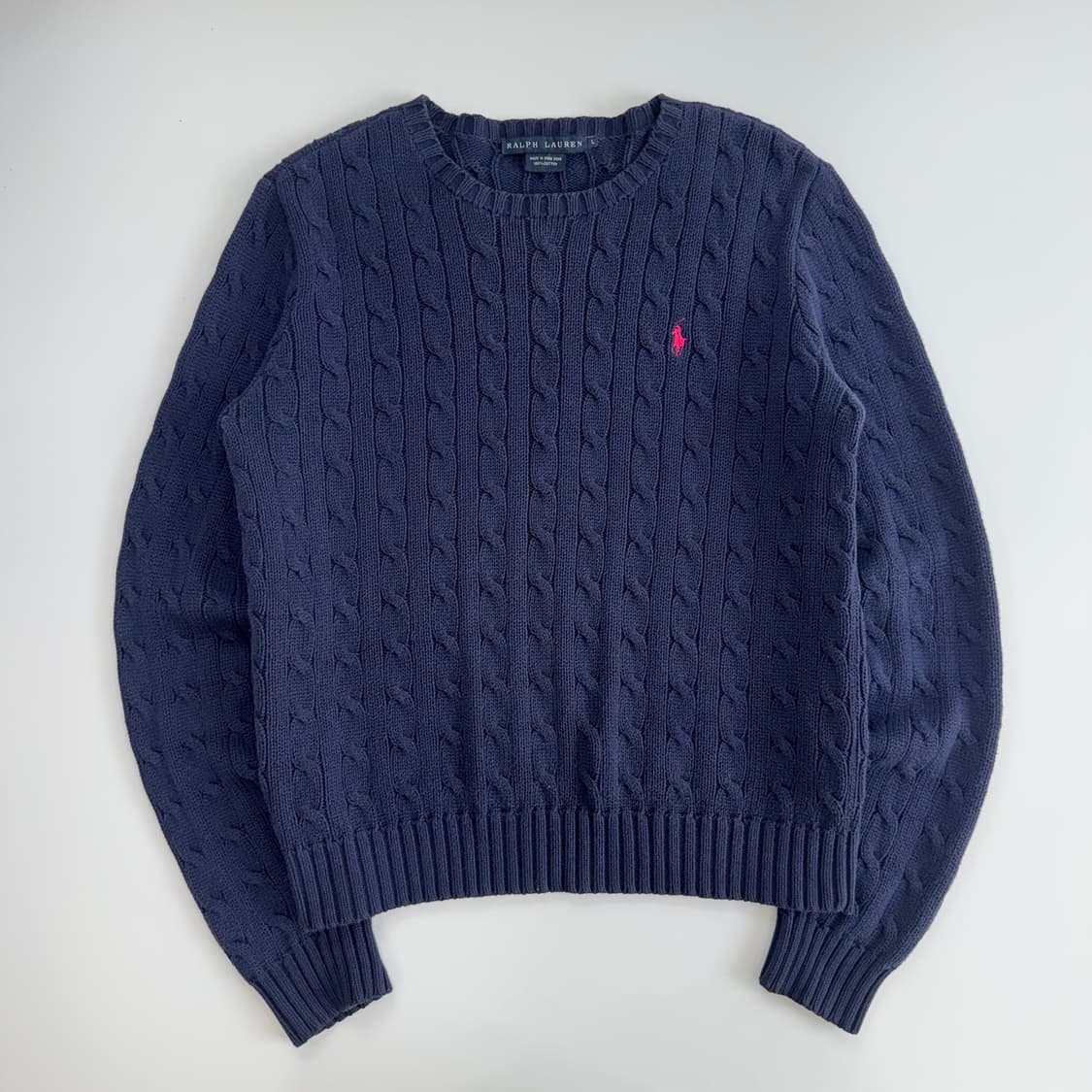 Polo 폴로 핑크포니 네이비 케이블 니트 상품이미지3