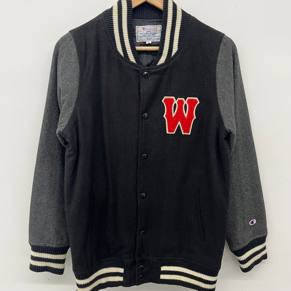 챔피온 검/회색 야구 점퍼 여L 상품이미지2
