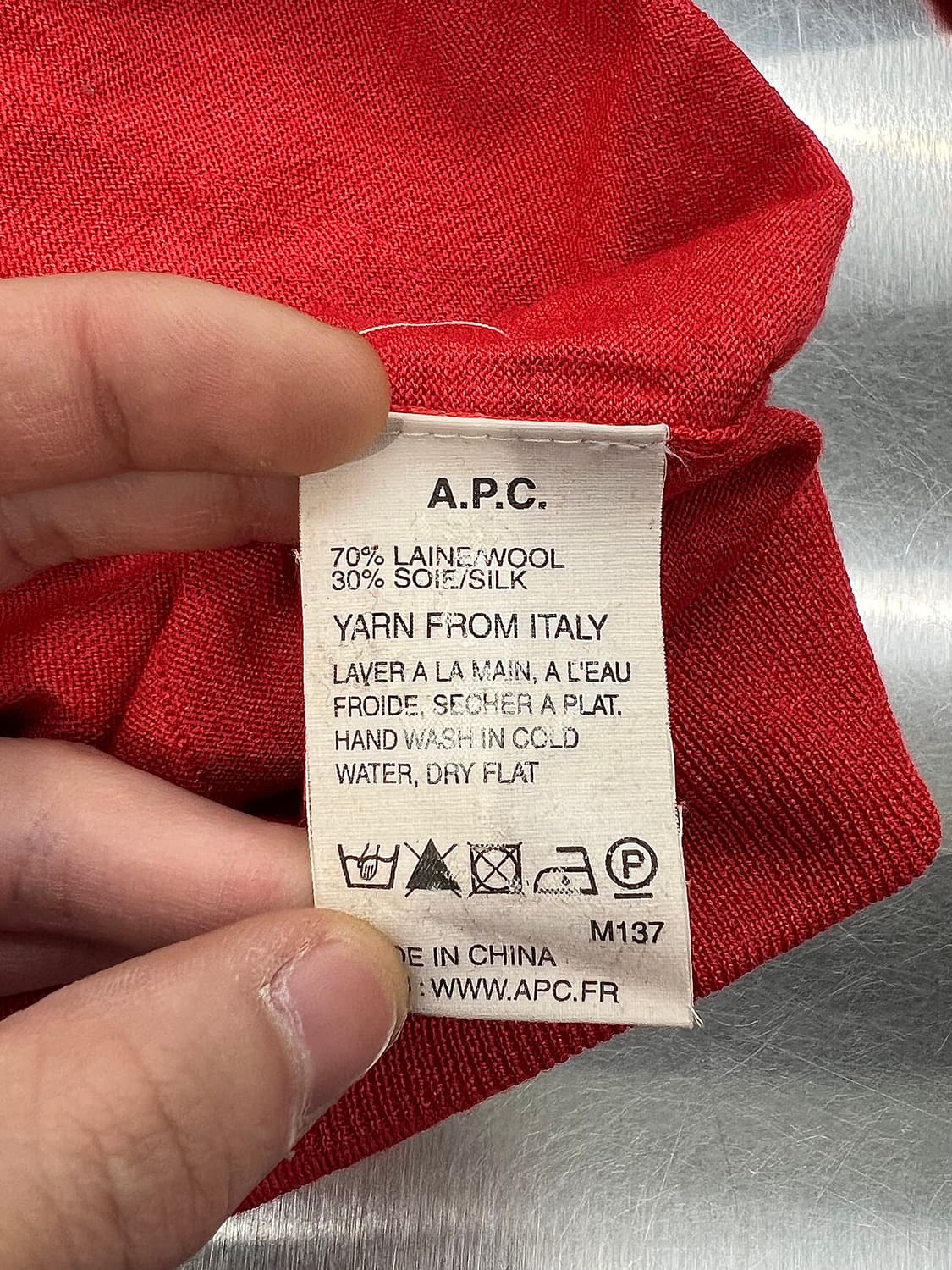 아페쎄 레드 울 실크 혼방 브이넥 니트 가디건 상품이미지8