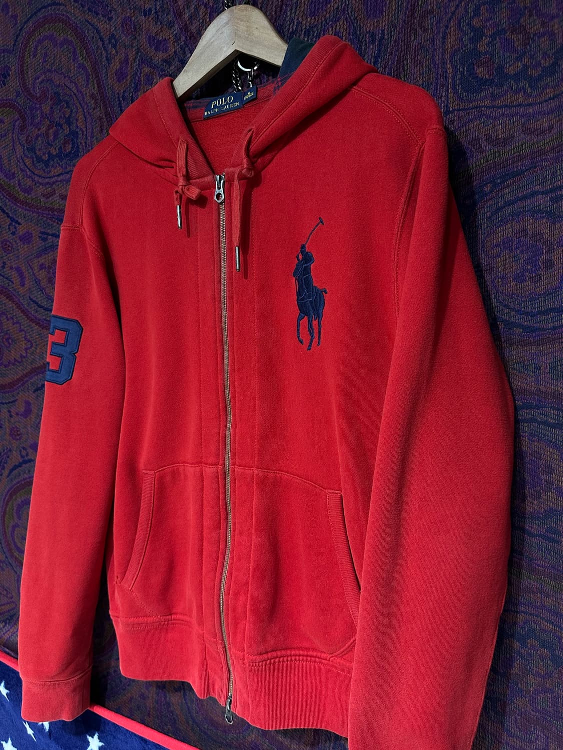 폴로 랄프로렌 레드 빅포니 기모 후드집업 상품이미지5