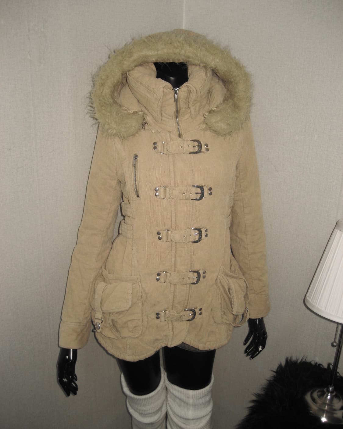 BACKS 코듀로이 하이넥 버클 코트 자켓 y2k 모리걸 상품이미지9