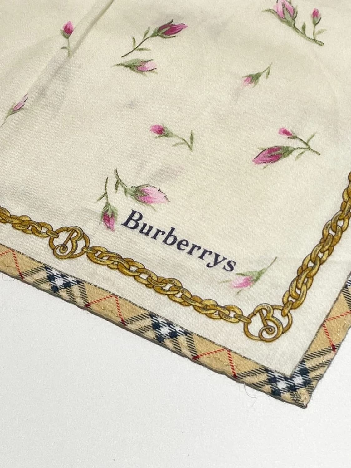 버버리 00s 시그니처 재팬 플라워 쁘띠 반다나 손수건 A1208 상품이미지4