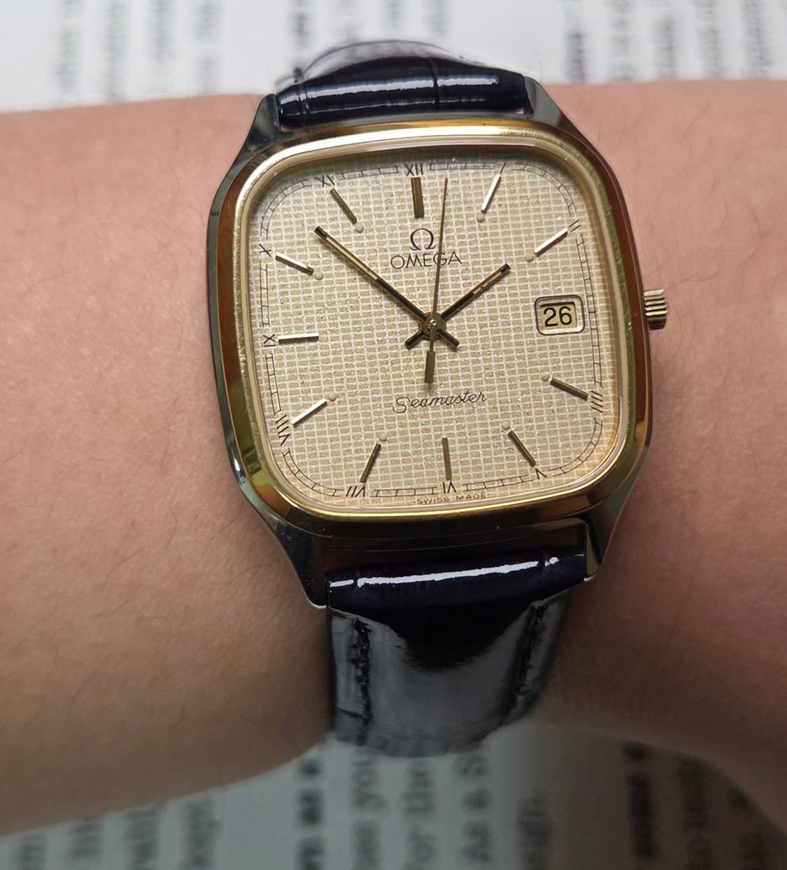 레어] 빈티지 오메가 씨마스터 사각탱크 스파클와플판 싱글데이트 슬림쿼츠  상품이미지9
