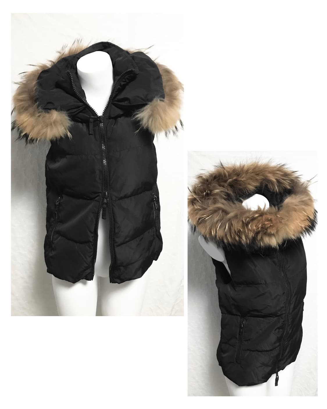 빈티지 goa 고아 라쿤퍼 구스다운 하이넥 패딩 조끼 점퍼 상품이미지1