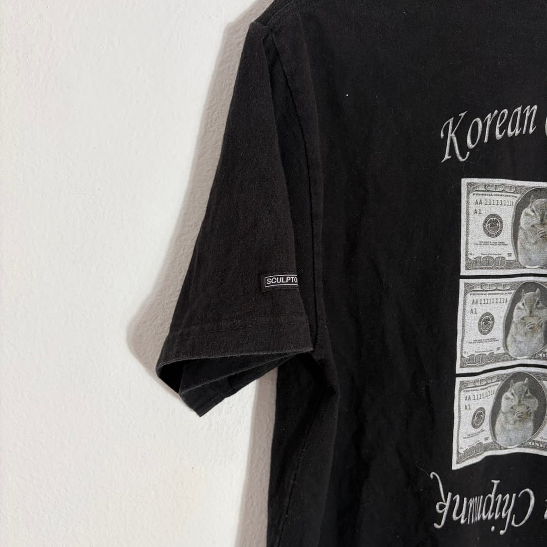 스컬프터X깡 콜라보 다람쥐 반팔 티셔츠 블랙(S) 상품이미지4