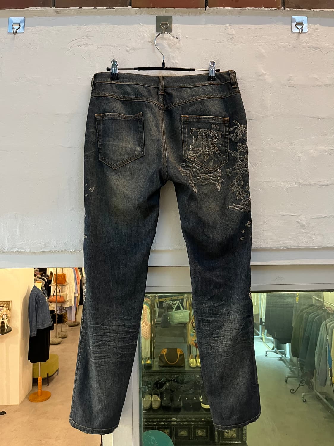 Ermanno scervino 실버 자수 스티치 슬림 데님 진 상품이미지6