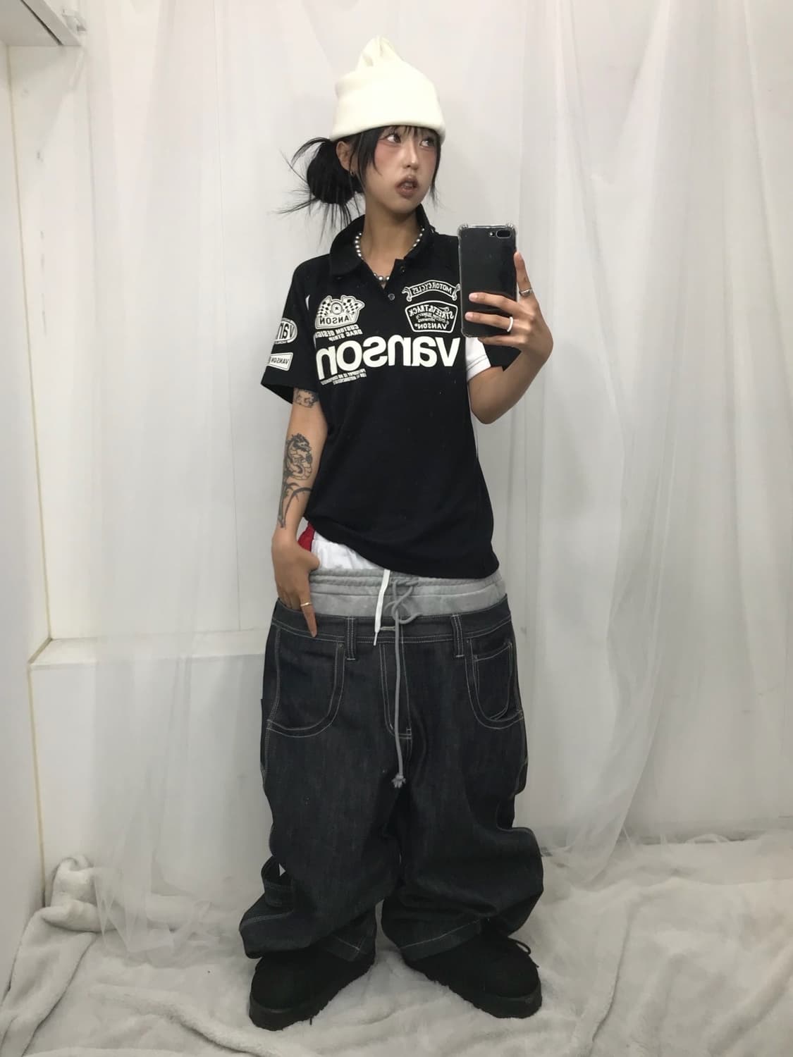 < Vanson Leathers Patch Logo PK T-shirt  상품이미지4