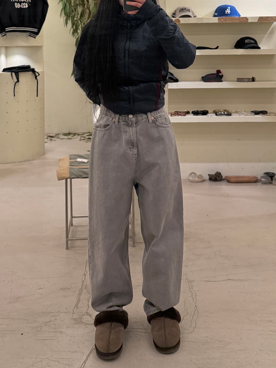 빈티지 그레이 커브드 데님 팬츠 U559 상품이미지1