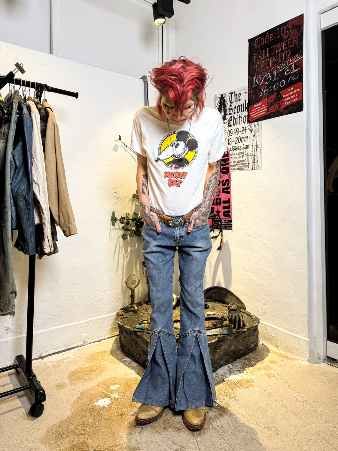 Stud Detail Flare Denim Pants 상품이미지1