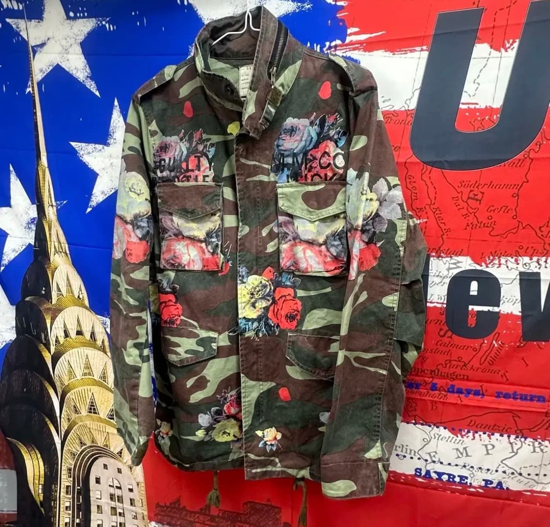 빈티지 레어템 밀리터리카모 플라워 야상자켓L100 상품이미지2