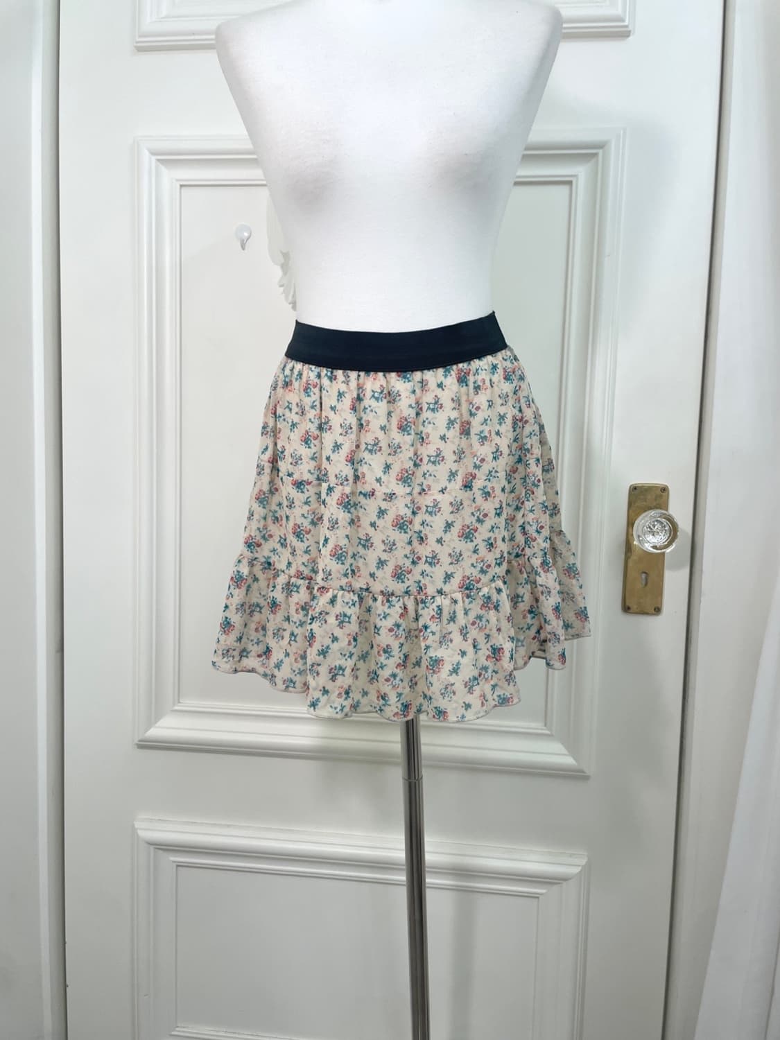 beige flower pattern banding skirt 상품이미지5