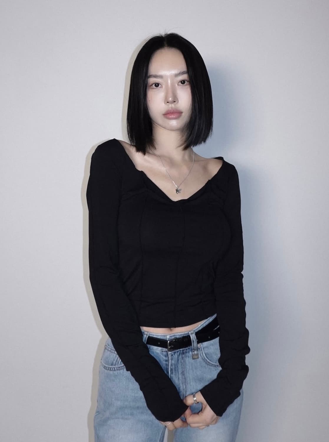 페일제이드 라인 데끼 티셔츠 블랙 상품이미지1