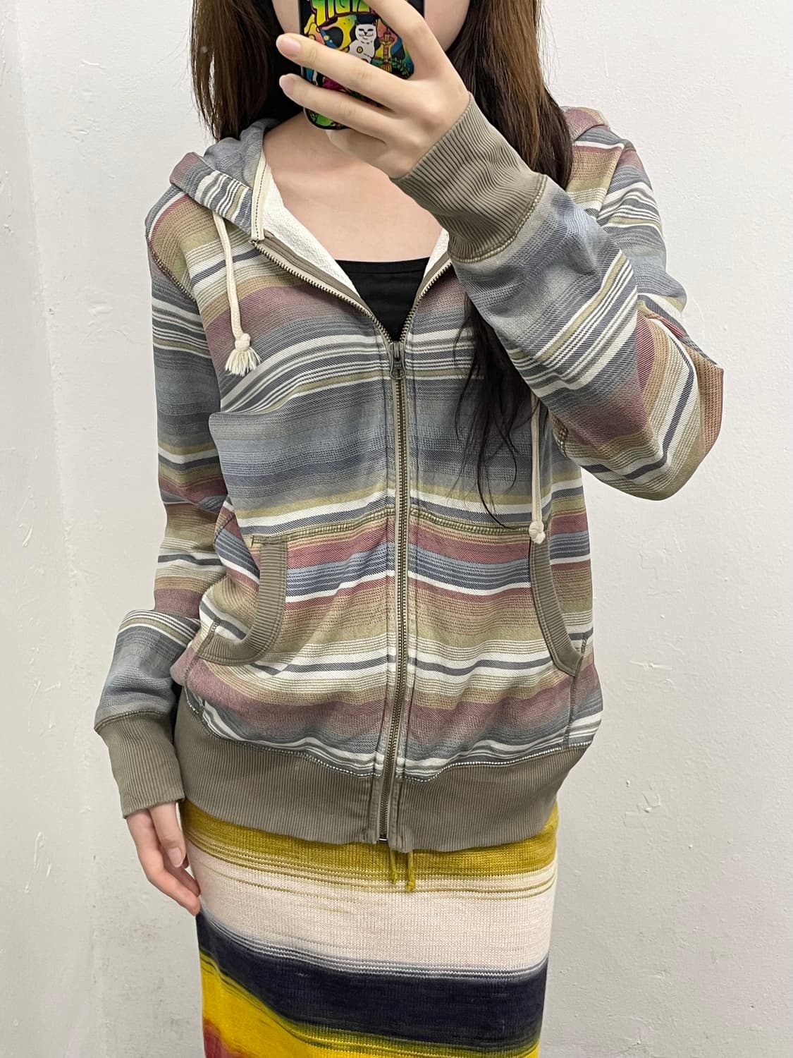 빈티지 에스닉 스트라이프 후드집업 상품이미지3