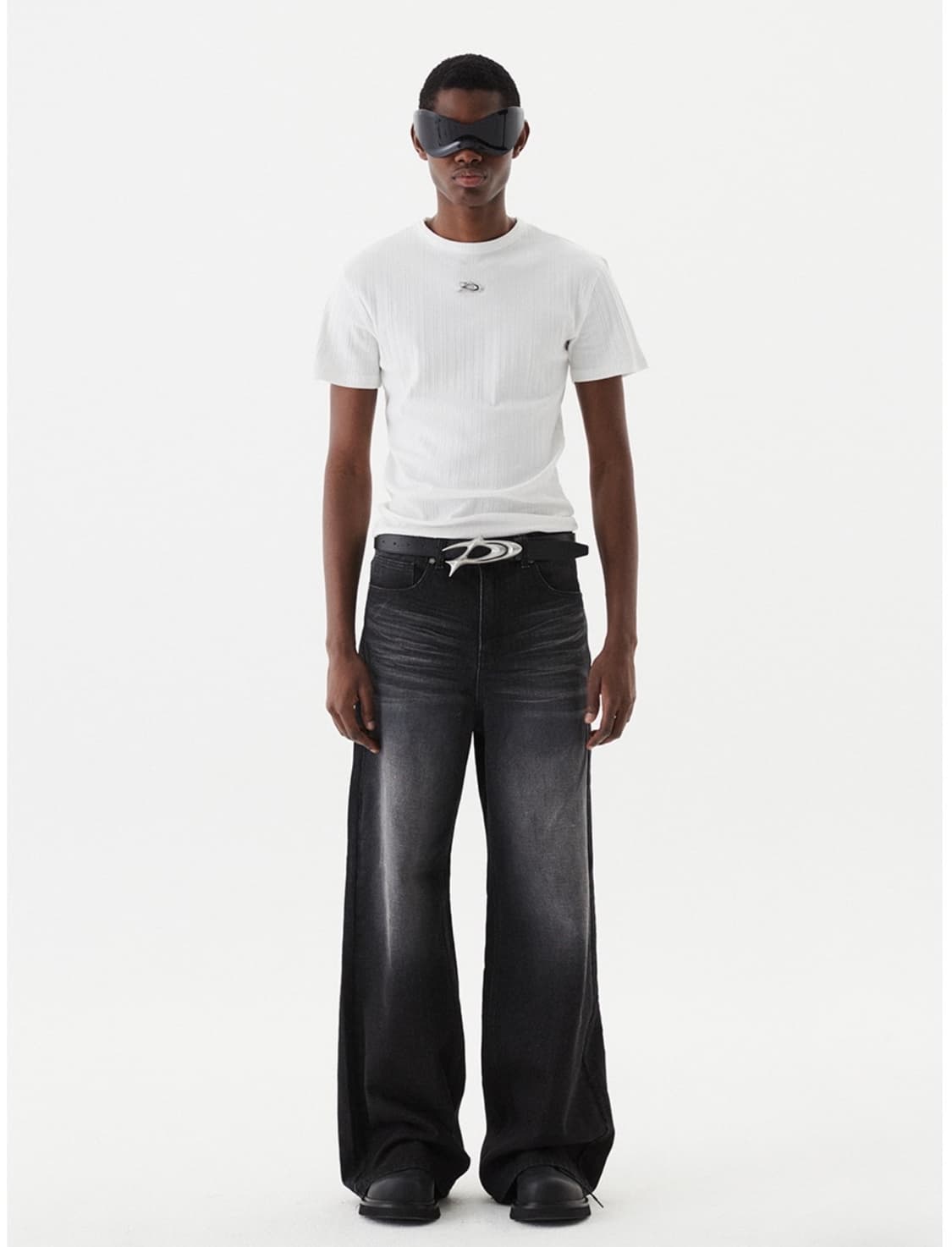 DNSR - 와이드 플레어 데님 팬츠 - XL - BLACK 상품이미지2