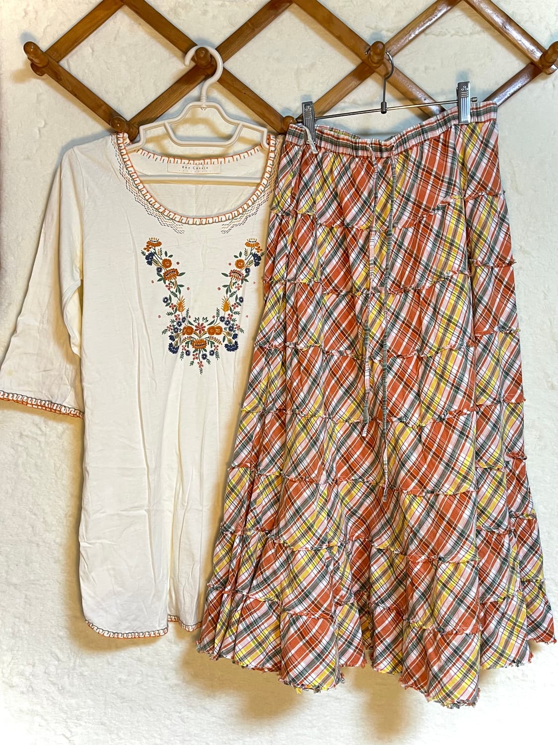 빈티지 자수 원피스 스커트 세트 상품이미지1