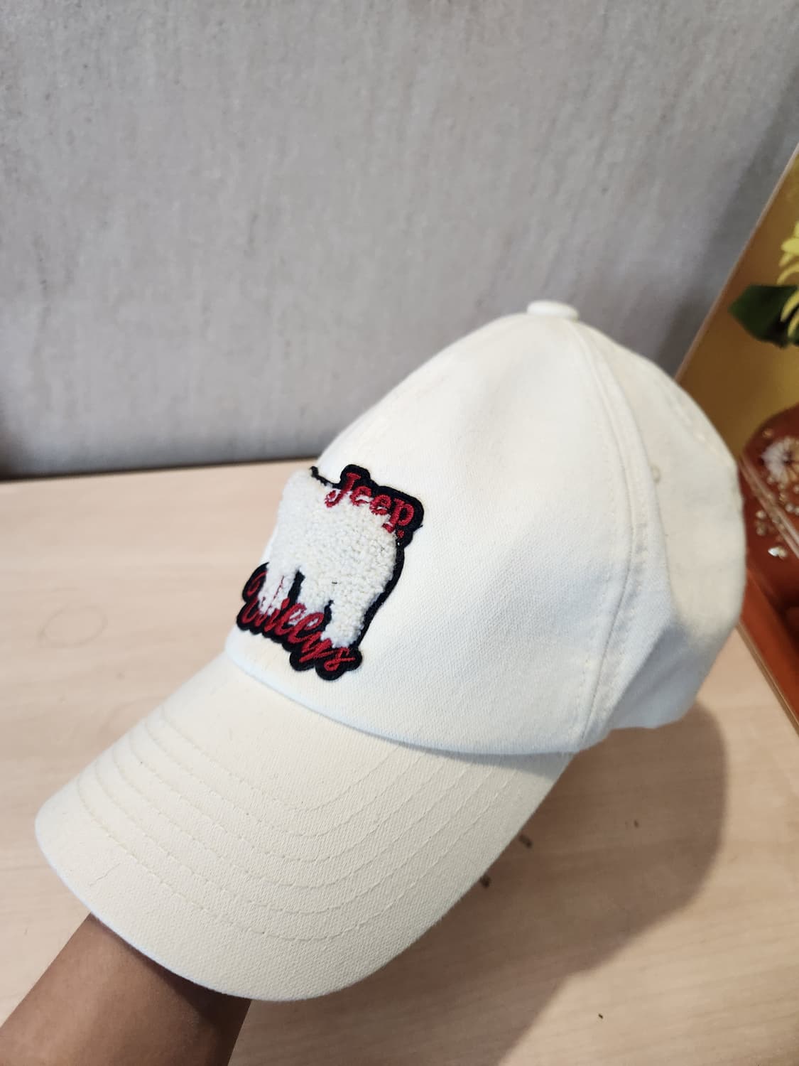 Jeep 윌리스 북극곰 자수 볼캡 🐻‍❄ 아이보리 감성 캡 모자 상품이미지4