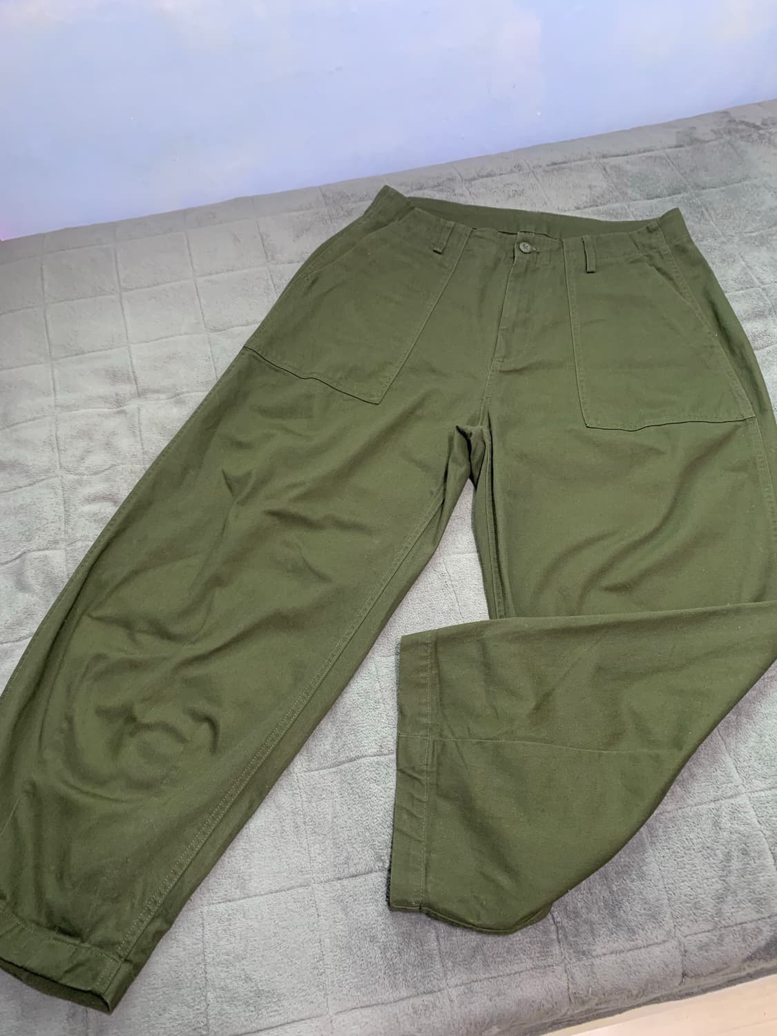 무탠다드 와이드 퍼티그 벌룬팬츠 카키 33 상품이미지3