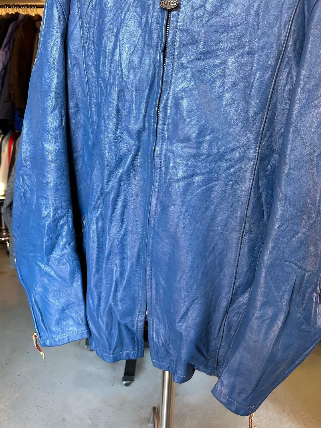 80s Bates 헤비 리얼 레더 모터사이클 레이싱 자켓 상품이미지4