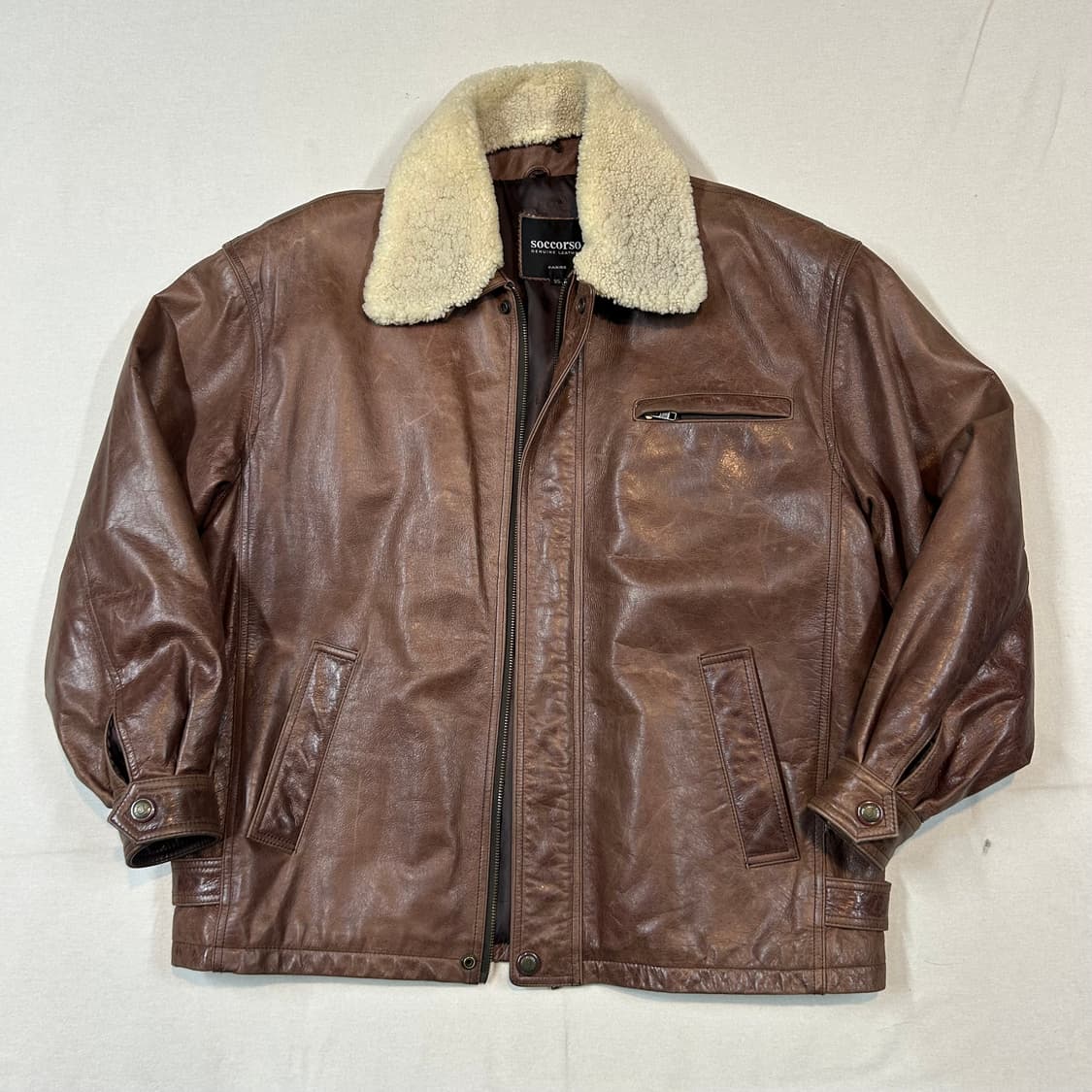 L) SOCCORSO 소가죽 무스탕 레더 자켓 상품이미지1