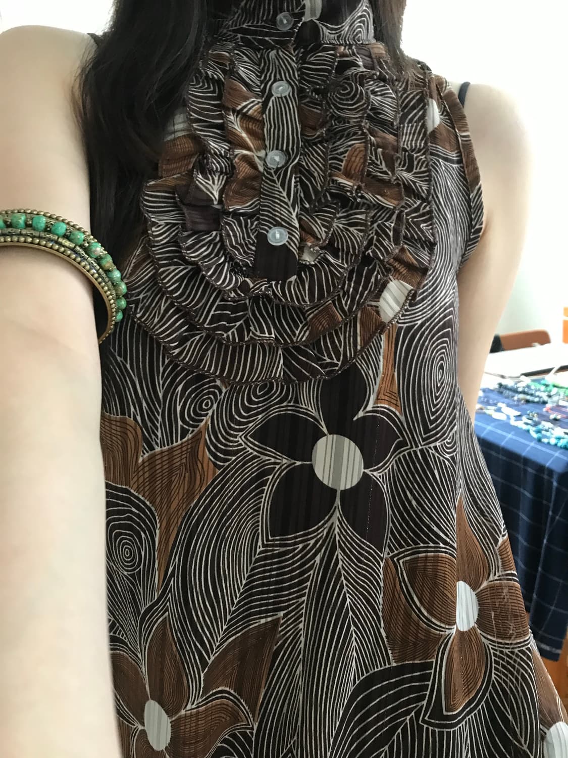 vintage pattern frill sleeveless 상품이미지2