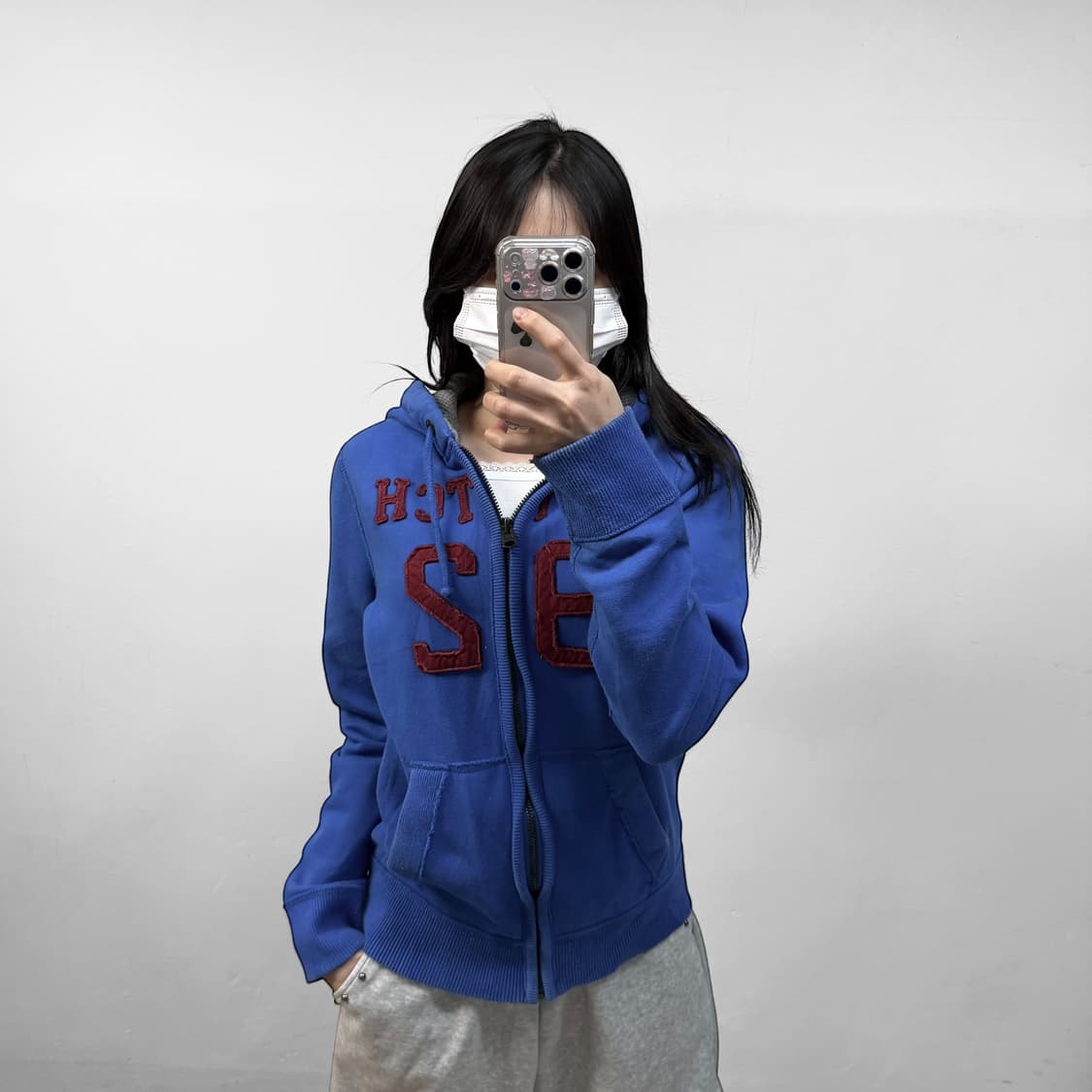 아베크롬비 스펠 로고 후드집업 블루 상품이미지1