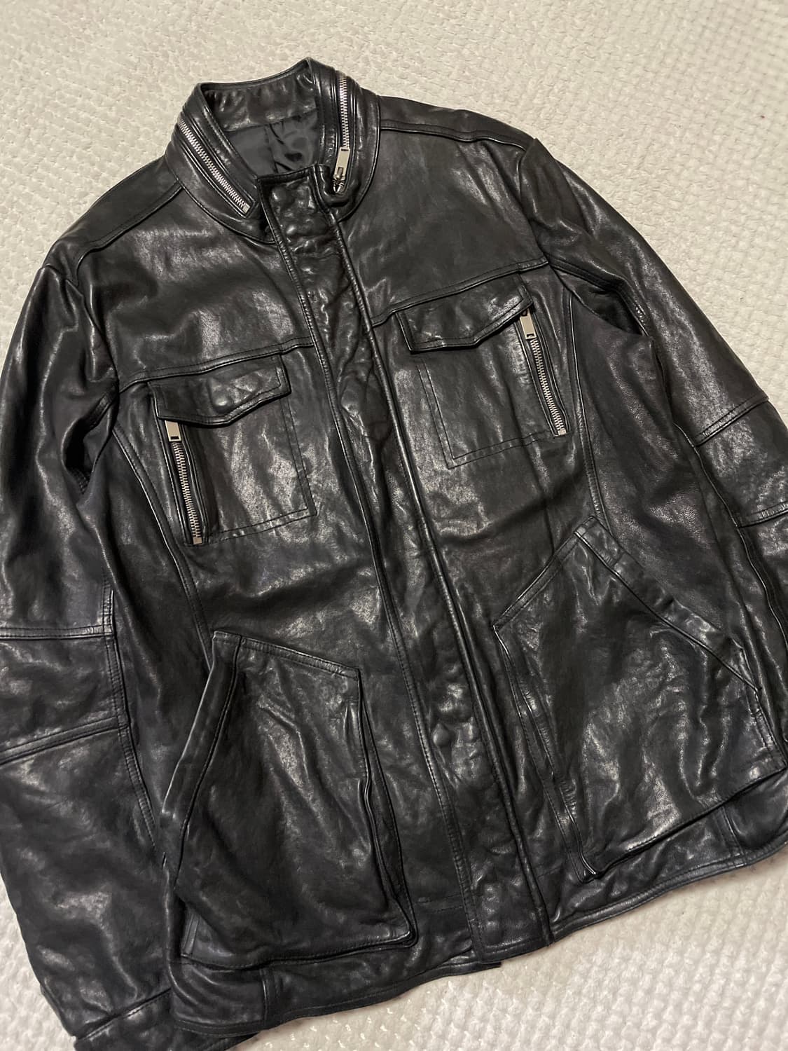 광희시장 웨스턴 무드 램스킨 양가죽 바이커 레더 자켓 상품이미지6