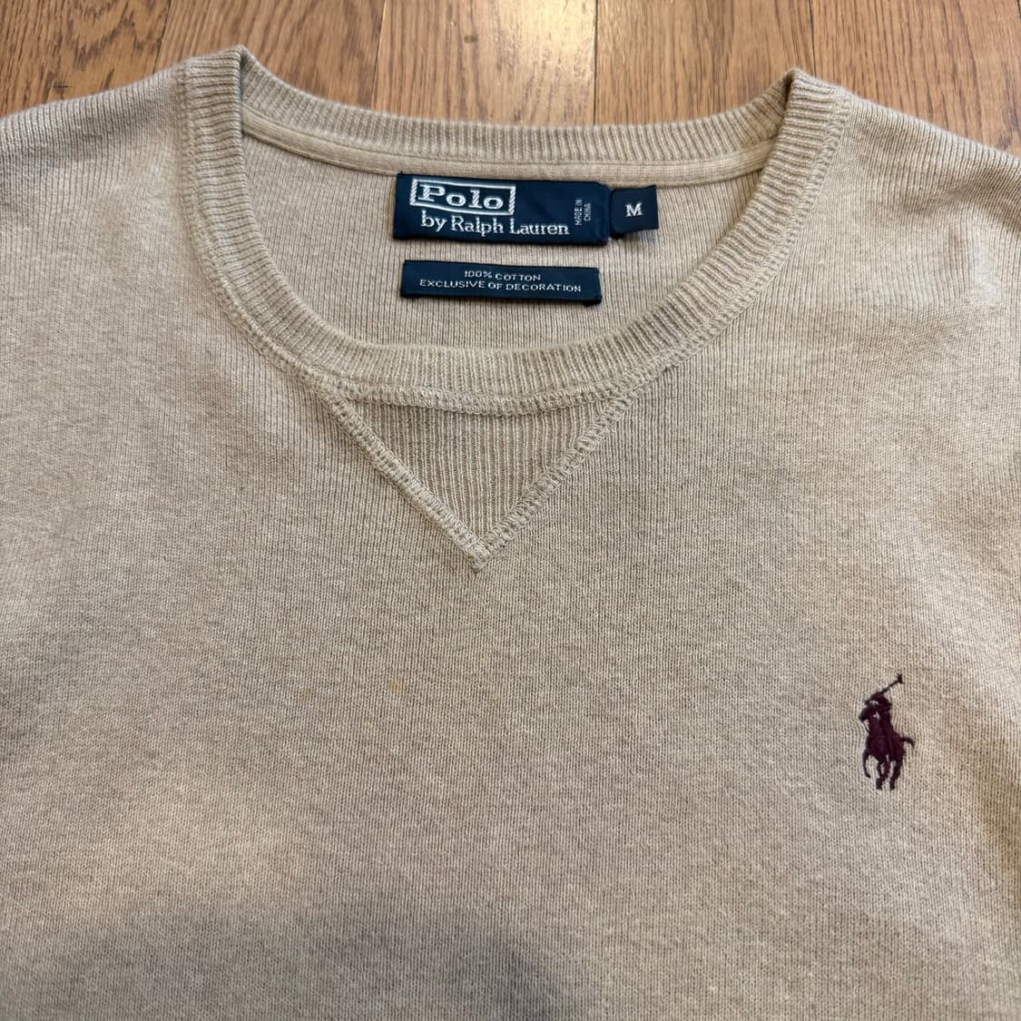 폴로 랄프로렌 오트밀 버건디 미니 포니 코튼 니트  상품이미지2