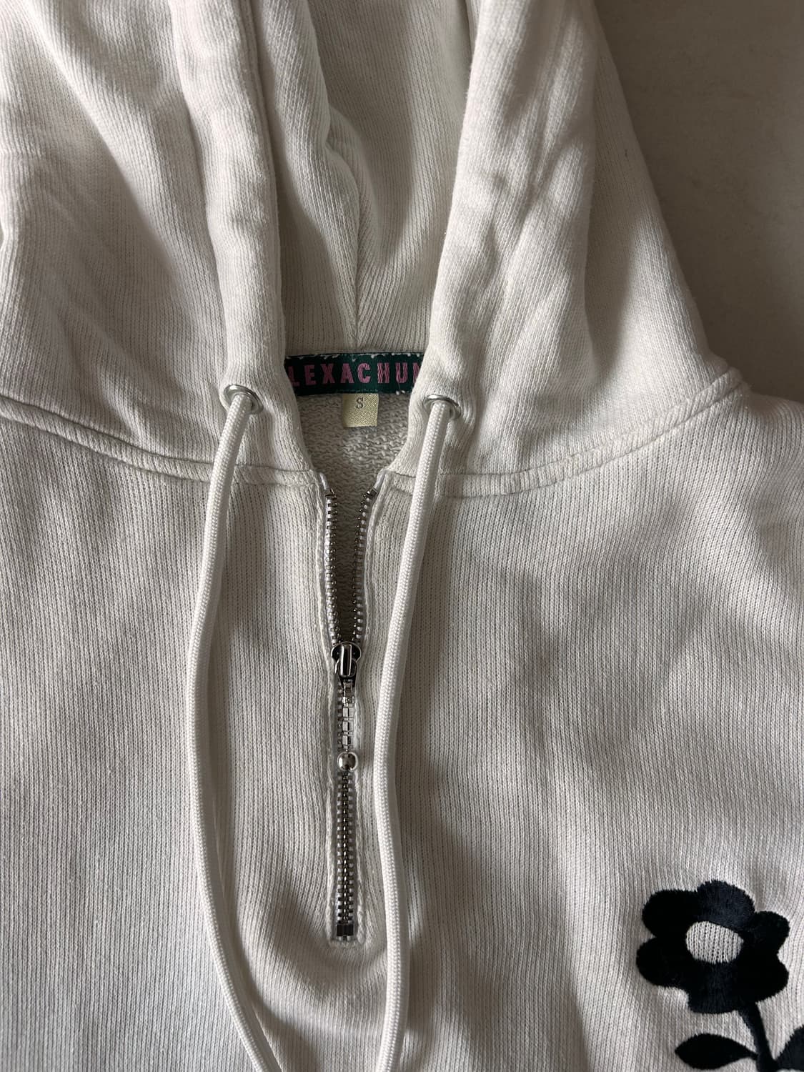 알렉사청 반집업 코튼 후드티 화이트 S 상품이미지4