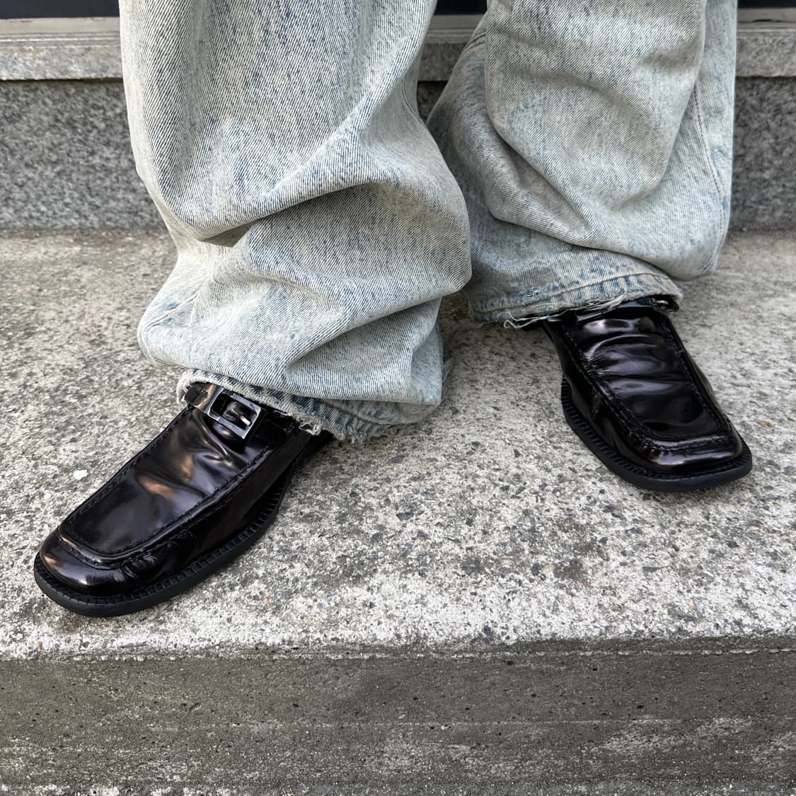 00s 블랙 프라다 스퀘어 토 버쿨 로퍼 상품이미지10