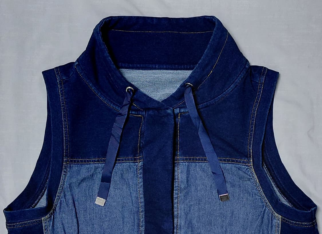 [M] RUE DE BAC(뤼 드 박) 데님 콤비 하이넥 베스트 상품이미지4