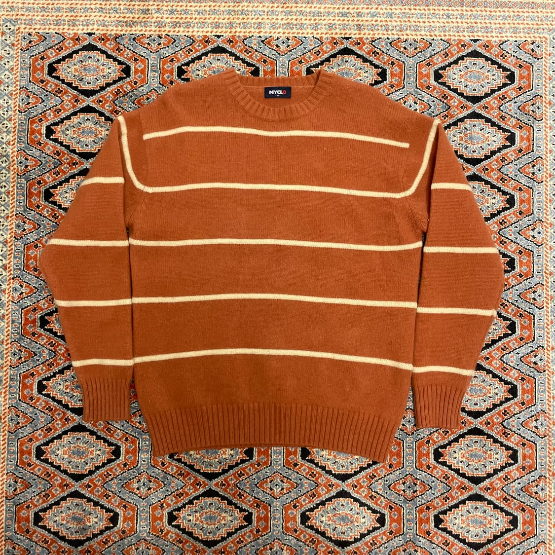 VTG 오렌지 스트라이프 울 혼방 니트 남성95 상품이미지1