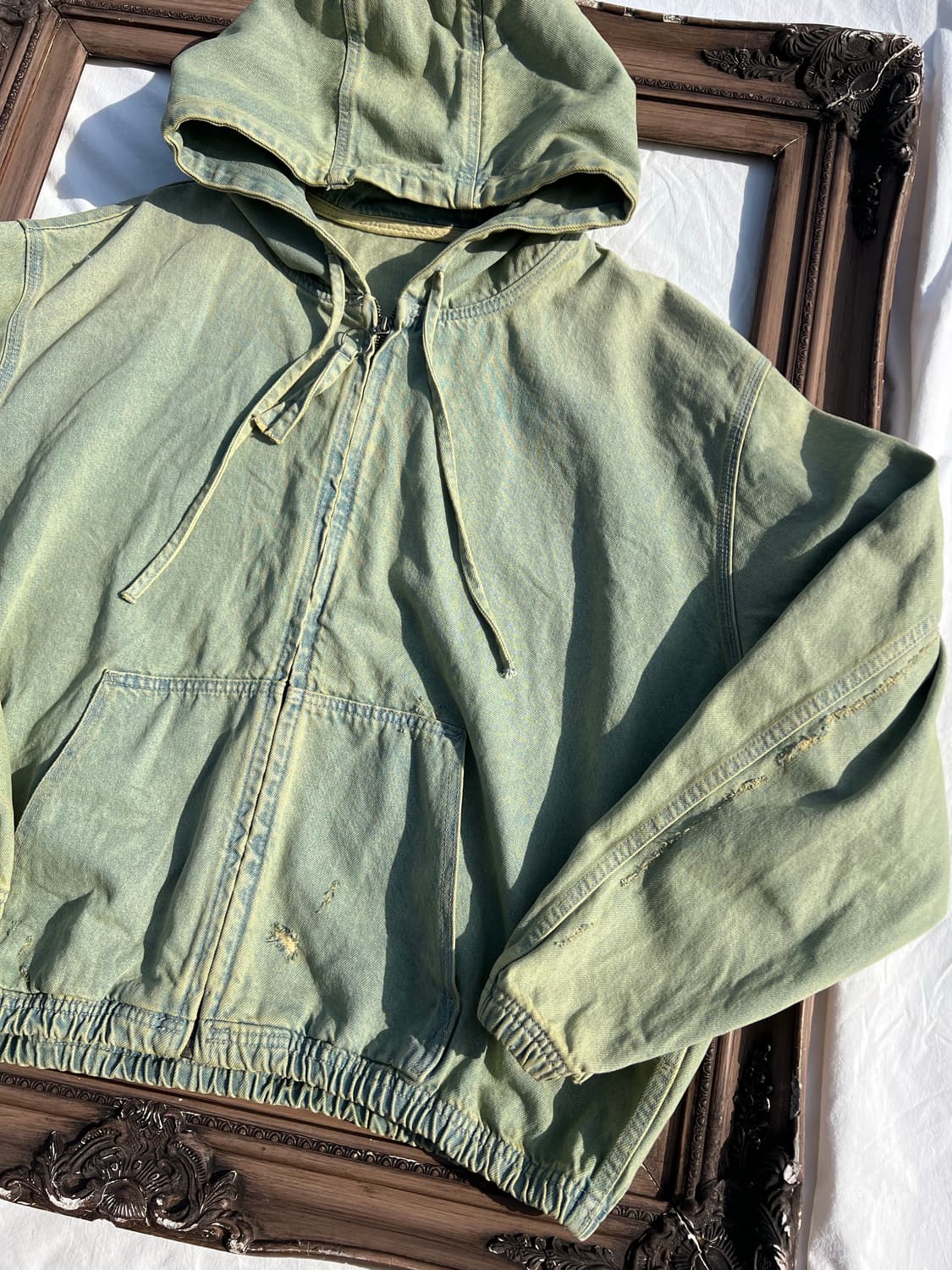 데미지 후디 데님 자켓 상품이미지2