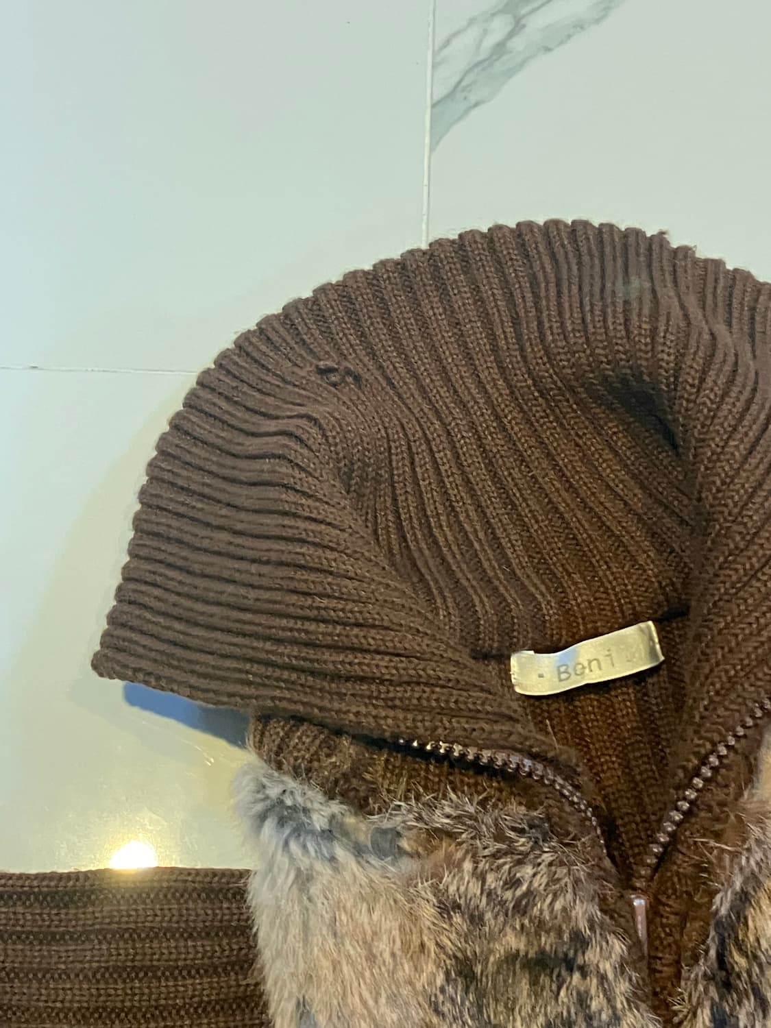 브라운 니트 퍼 자켓 상품이미지4