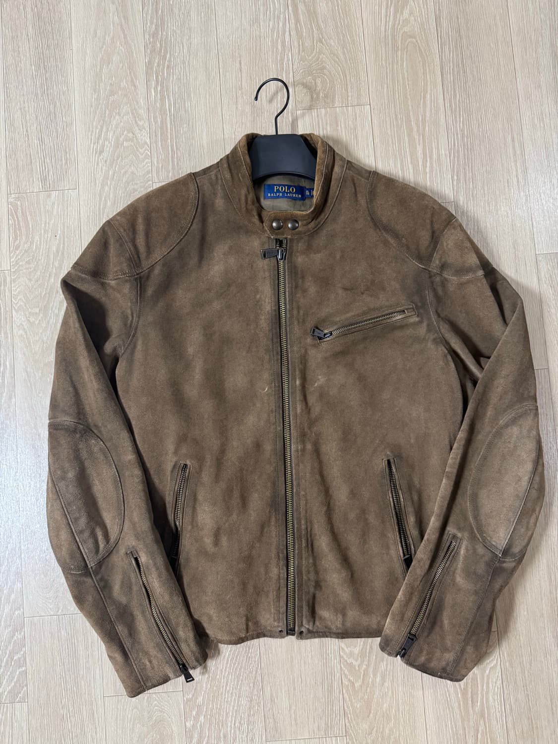XL 폴로 랄프로렌 러프아웃 스웨이드 카페레이서 가죽 자켓 브라운 상품이미지1