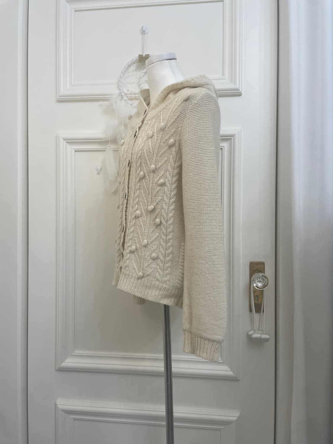 EARTH ivory wood button hoodie cardigan 상품이미지2
