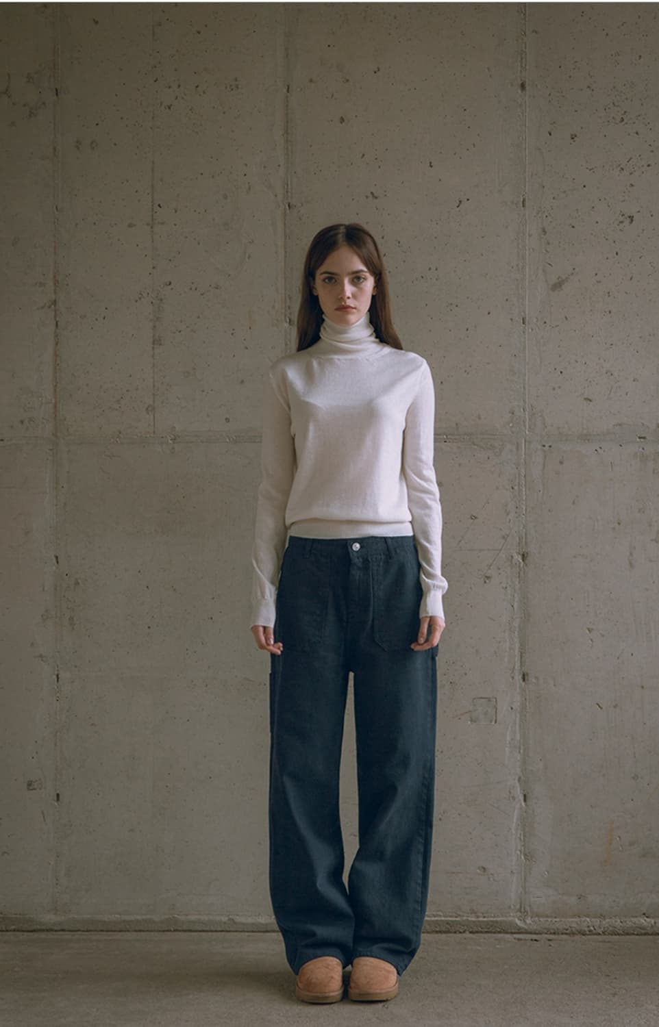 SIYAZU 뉴 와이드 기모 카펜터 팬츠 네이비 (L) 상품이미지9