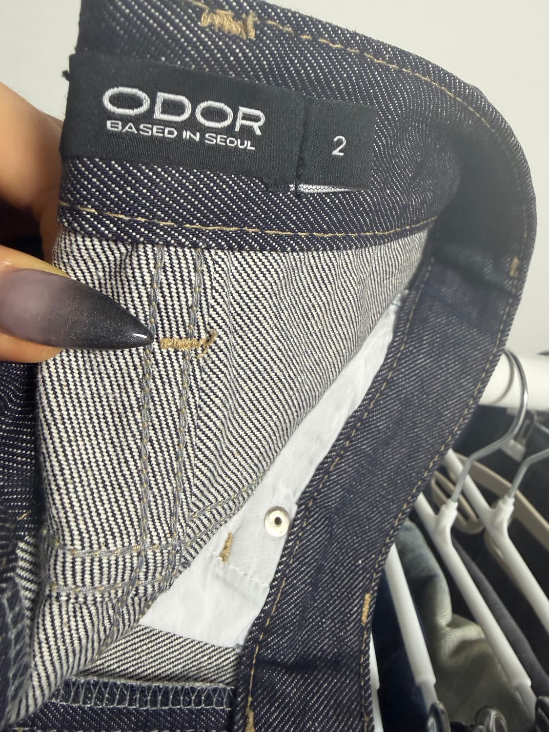 오도어 로고 드롭 데님 화이트 사이즈2 상품이미지3