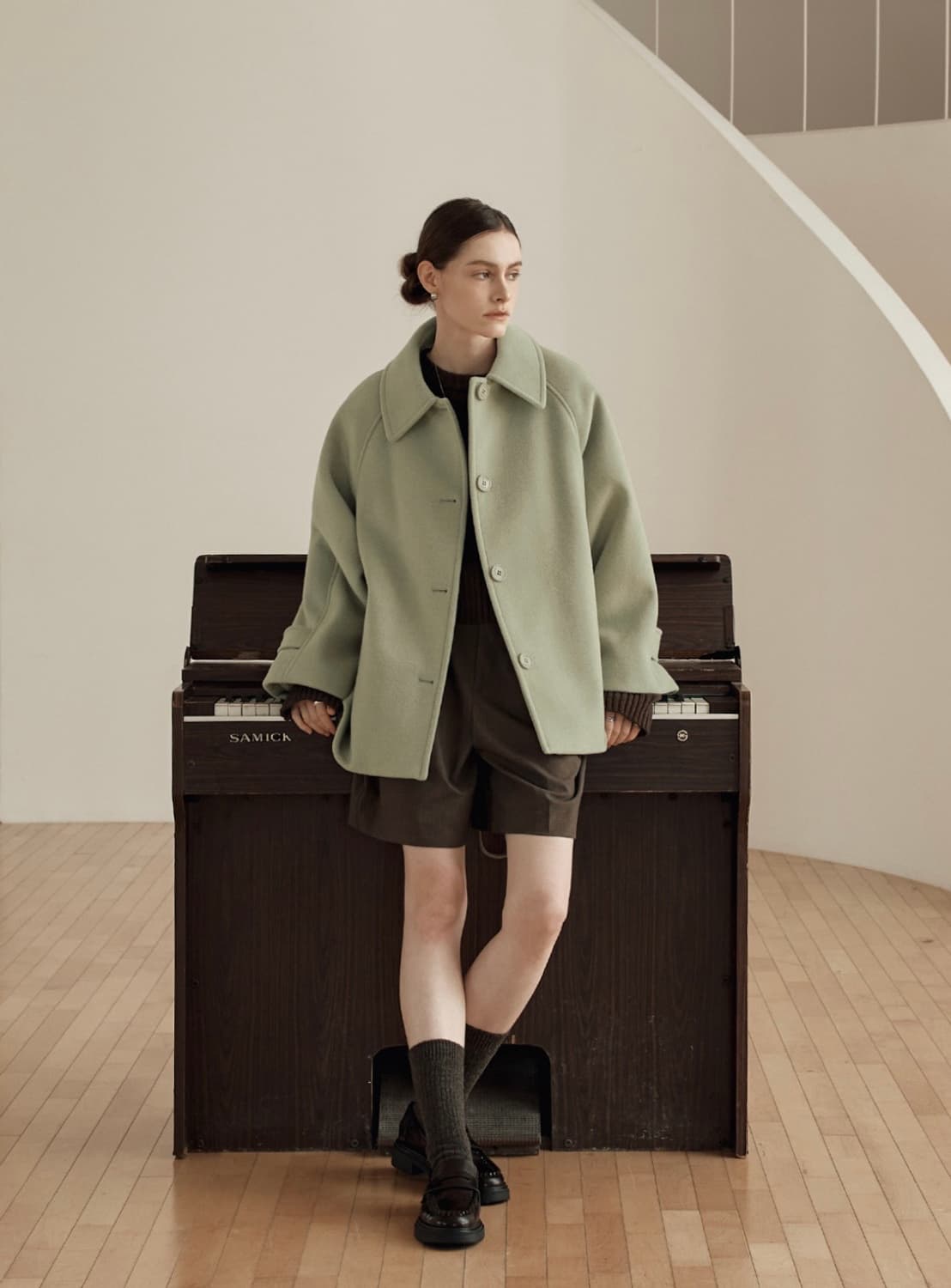 (새상품) 말차라떼컬러 캐시미어코트 (정가 40만원대) 상품이미지1