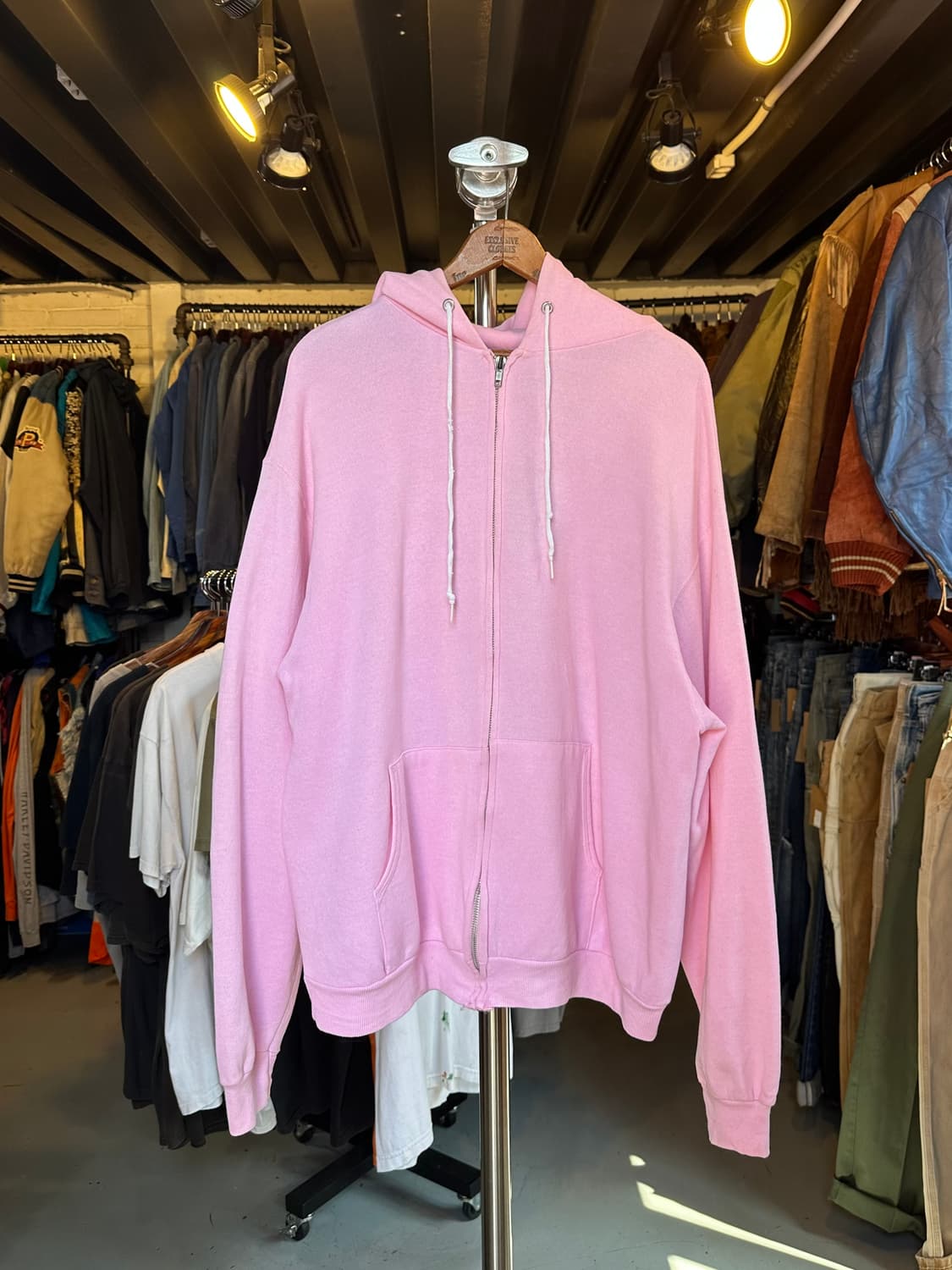 90s 헤인즈 50/50 플레인 집 스웻 후드 연핑크  상품이미지1